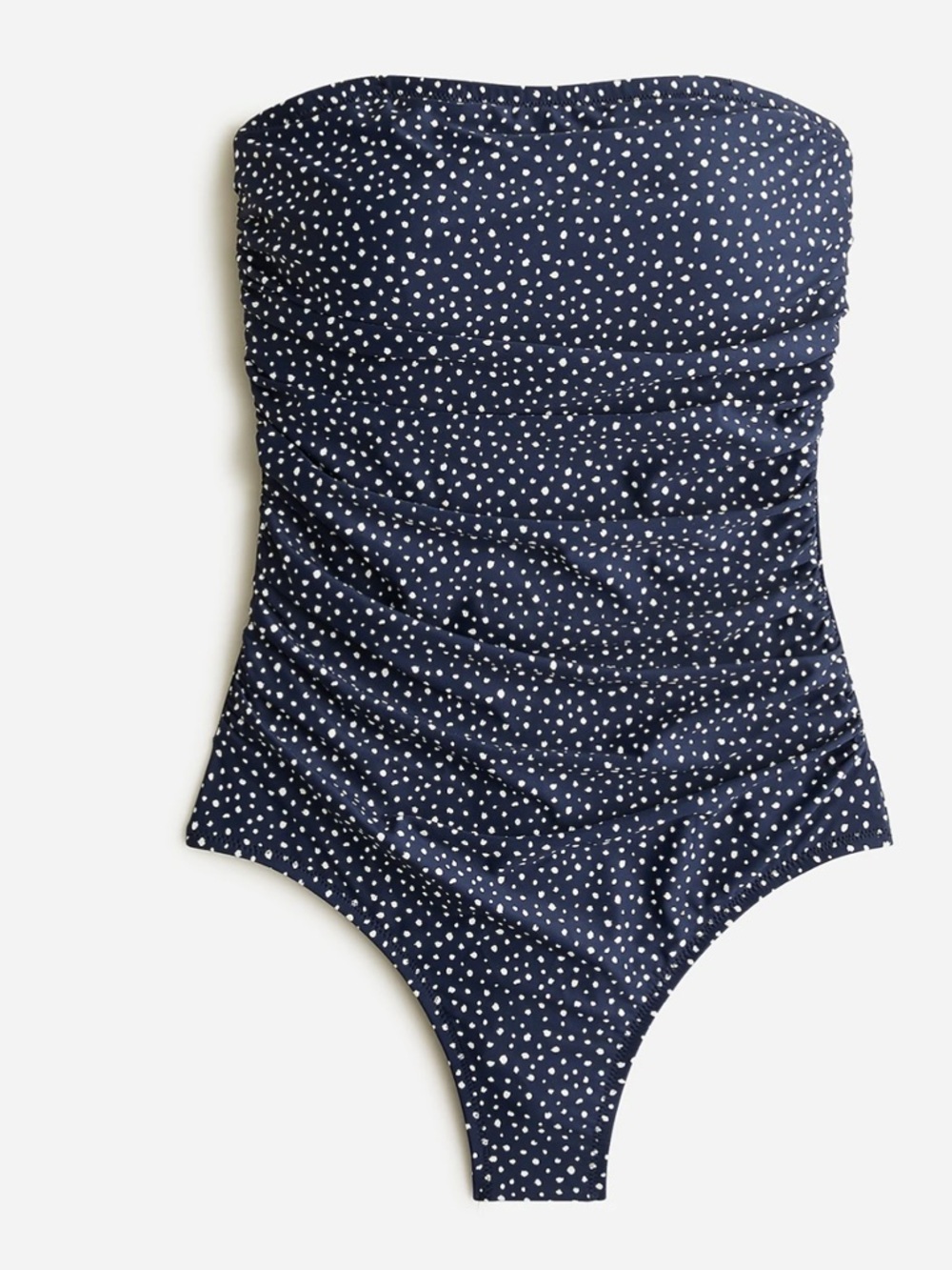 J Crew Ruched bandeau one-piece in dot Blue White Size 10